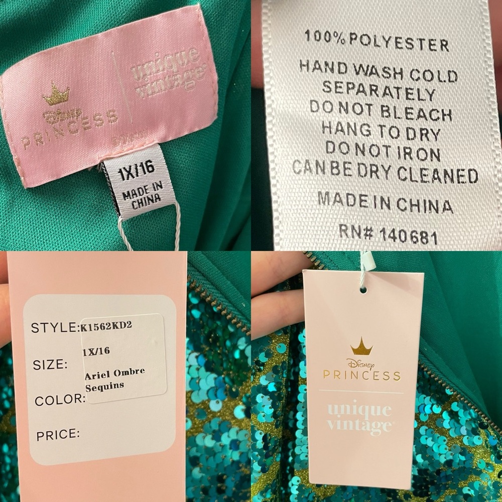 NWT Disney Princess Unique Vintage Ariel Green & Gold Sequin
Dress - Picture 13 of 13